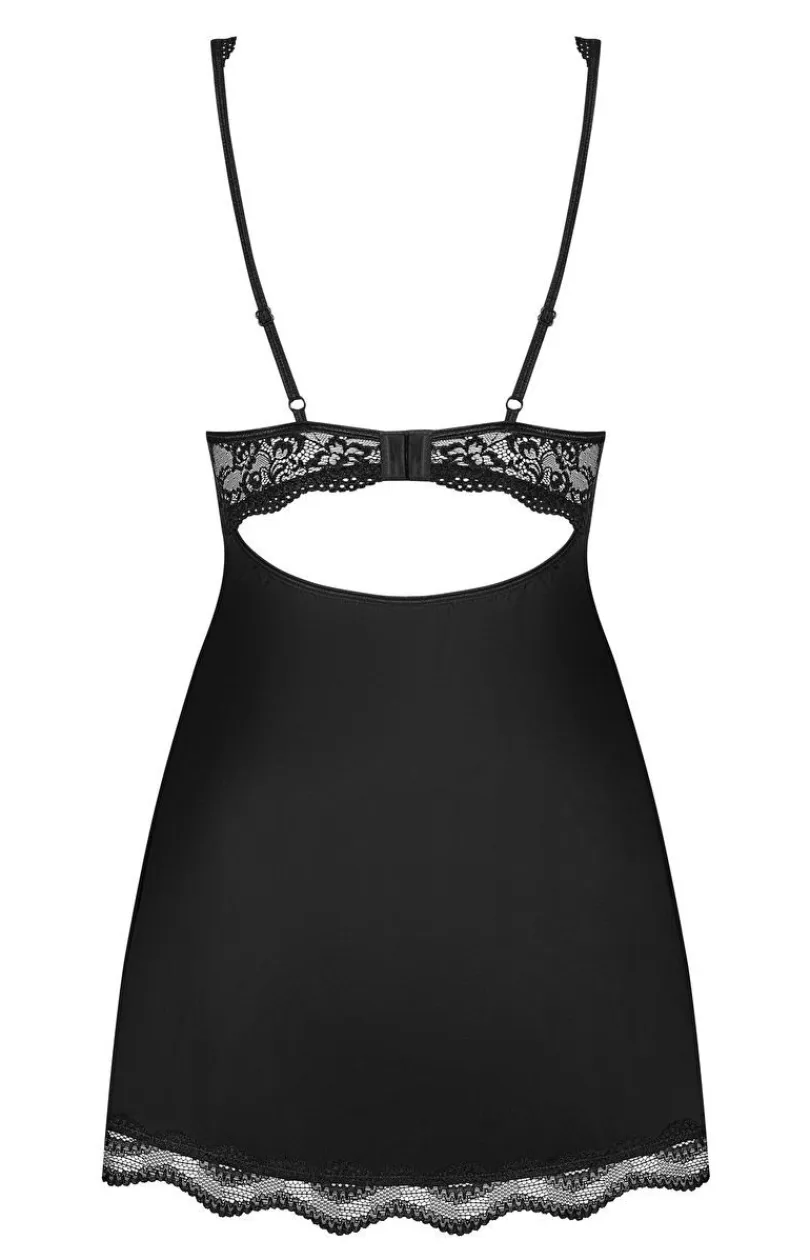 Damskie Obsessive Seksowna Koszula Nocna|Koszulki - czarna koszulka babydoll i stringi Luvae