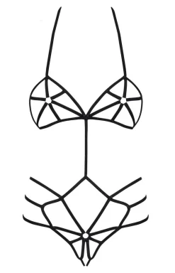 Obsessive czarne body damskie otwarte z sznureczków Slave teddy black