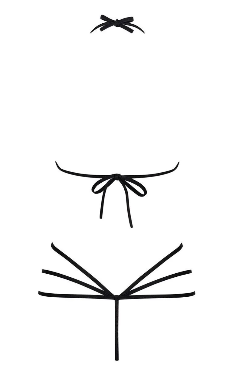 Obsessive czarne body damskie otwarte z sznureczków Slave teddy black