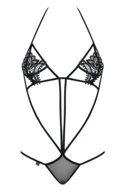 Obsessive Body|Body - czarne body damskie ze sznureczków i koronki Luiza teddy black