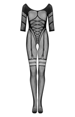 Obsessive czarne bodystocking z rękawem G329