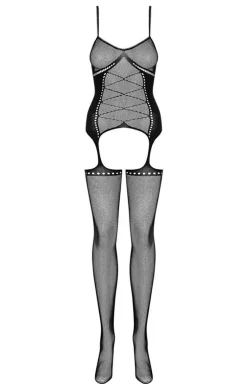 Obsessive Bodystocking|Body - czarne bodystocking z otwartym krokiem F221