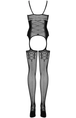 Obsessive czarne bodystocking z otwartym krokiem G314