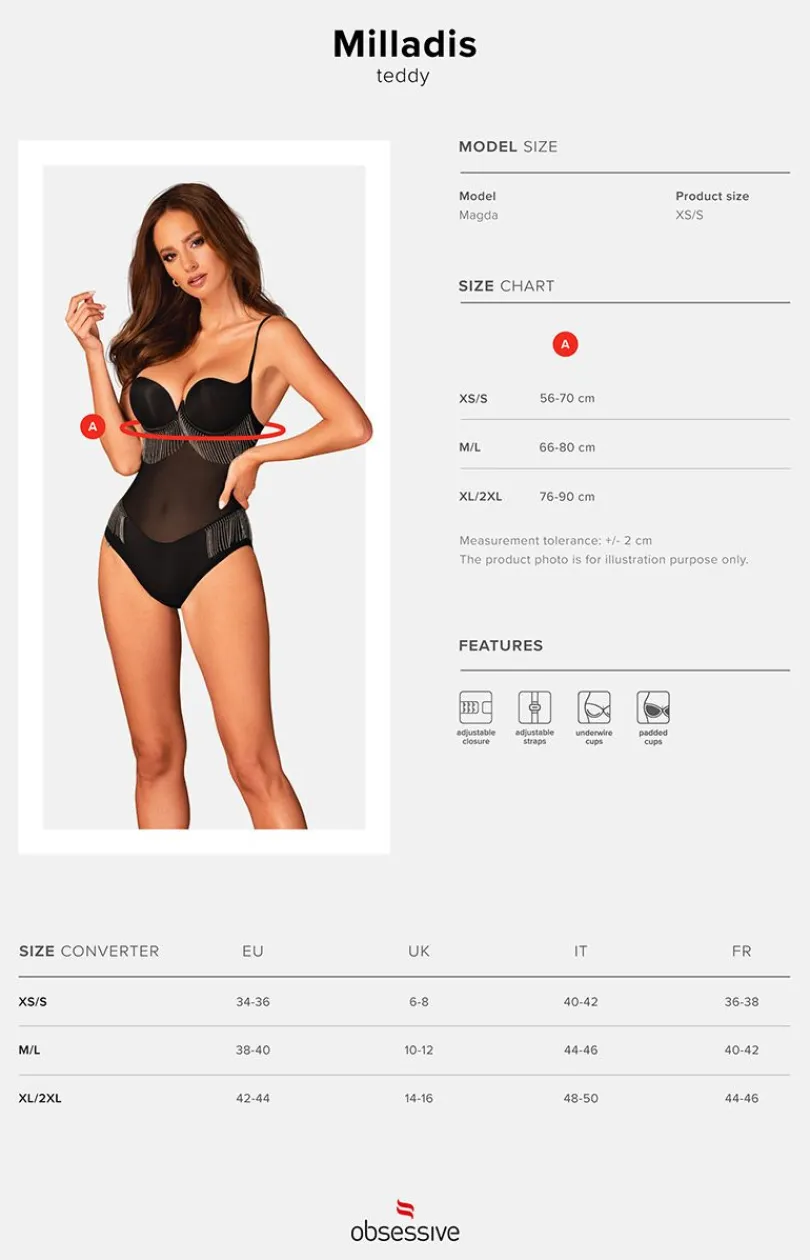 Obsessive Dancewear & Clubwear|Body - czarne body z koralikami Milladis