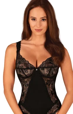 Obsessive czarne body z otwartym krokiem Donna Dream