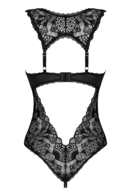 Obsessive czarne body z otwartym krokiem Donna Dream
