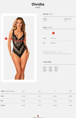 Obsessive Body|Body - czarne koronkowe body Olvidia