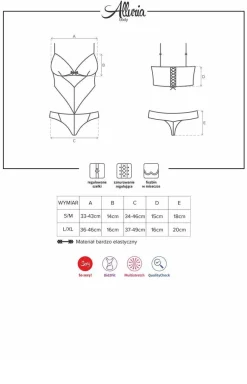 Obsessive czarne koronkowe body damskie z fiszbinami Alluria