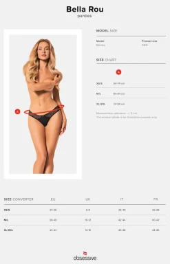 Obsessive Figi Koronkowe - czarne koronkowe figi damskie Bella Rou 10138