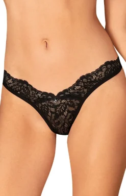 Damskie Obsessive Stringi Z Koronką|Stringi Damskie - czarne koronkowe stringi Bellastia