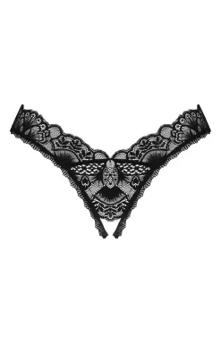 Damskie Obsessive Stringi Z Koronką|Figi, Stringi, Panty - czarne koronkowe stringi z otwartym krokiem Donna Dream