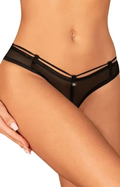 Damskie Obsessive Figi, Stringi, Panty|Stringi Damskie - czarne otwarte stringi Roxelia