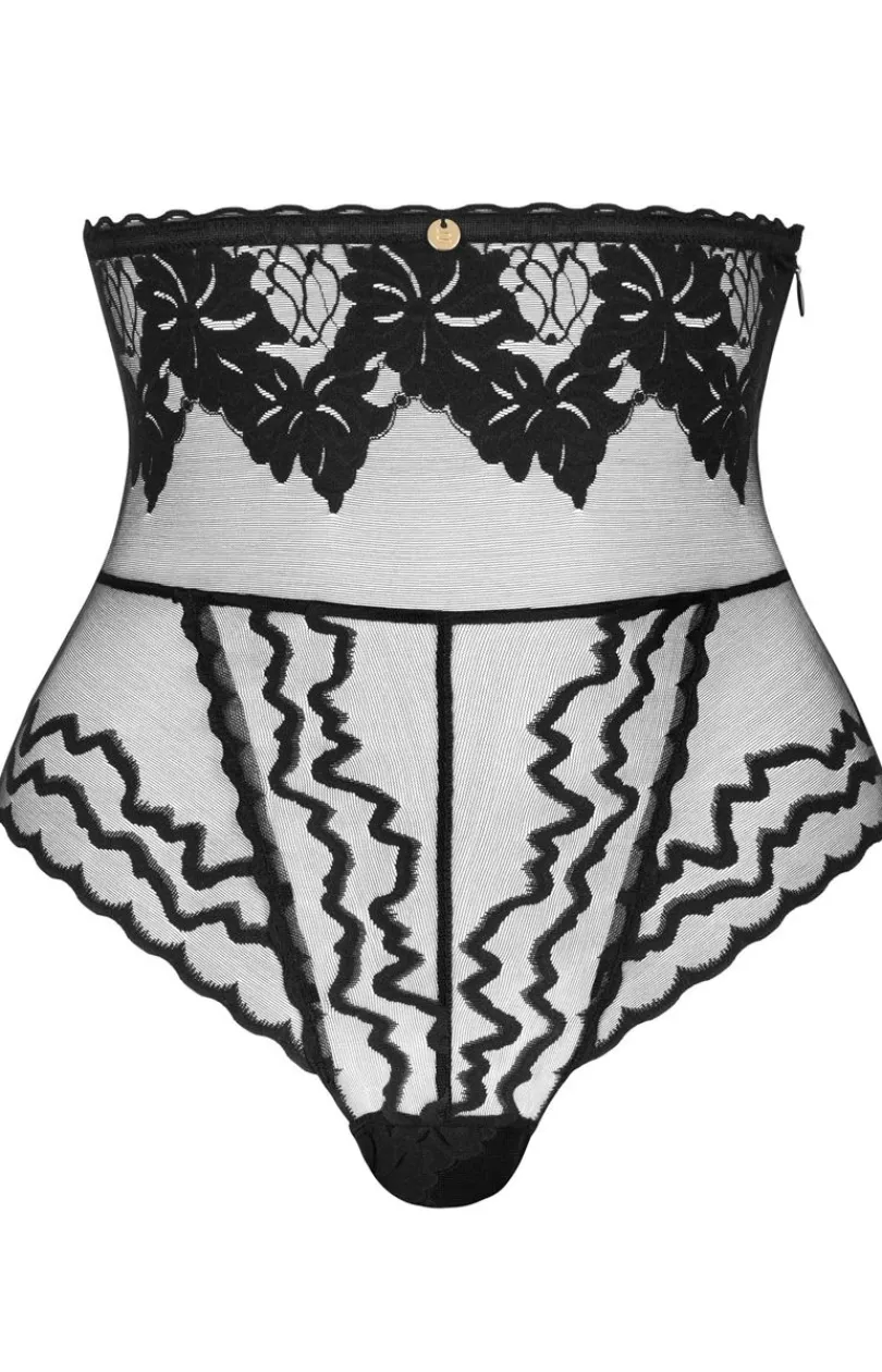 Damskie Obsessive Figi, Stringi, Panty|Figi Z Wysokim Stanem - czarne przejrzyste wysokie figi Arienna