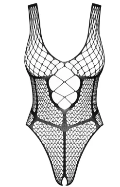 Obsessive Bodystocking|Body - czarne siateczkowe body damskie z otwartym krokiem B117