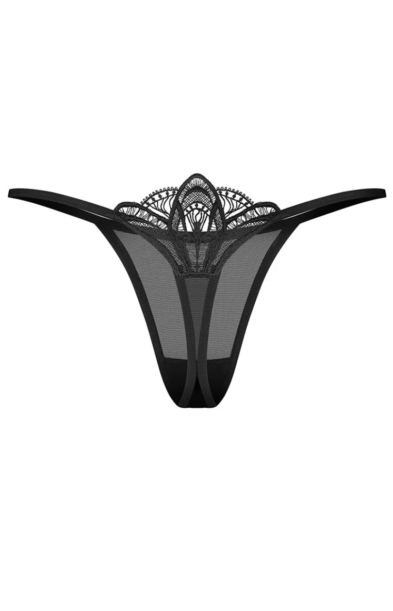 Damskie Obsessive Figi, Stringi, Panty|Stringi Damskie - czarne stringi damskie z koronkowym tyłem Ezmee