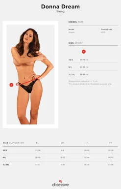 Damskie Obsessive Stringi Damskie - czarne stringi Donna Dream