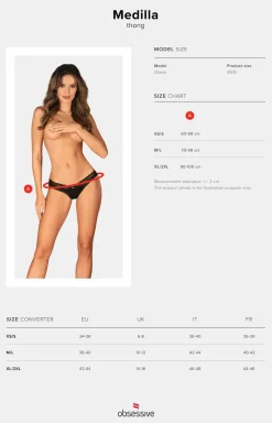 Damskie Obsessive Figi, Stringi, Panty|Stringi Z Koronką - czarne stringi z koronką Medilla