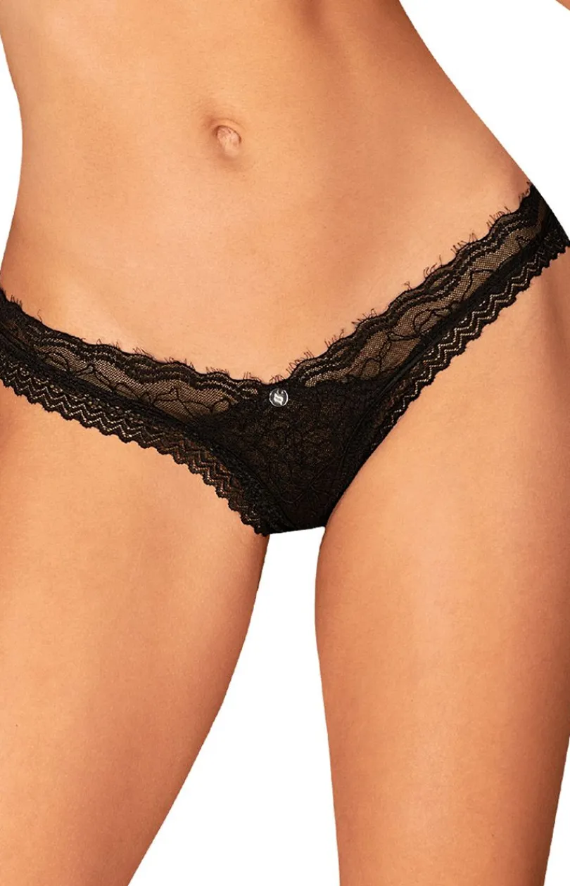 Damskie Obsessive Figi, Stringi, Panty|Stringi Z Koronką - czarne stringi z koronką Medilla