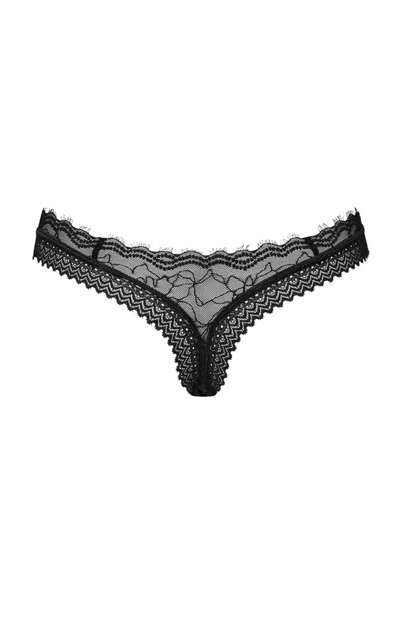 Damskie Obsessive Figi, Stringi, Panty|Stringi Z Koronką - czarne stringi z koronką Medilla