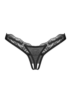 Obsessive Figi, Stringi, Panty|Figi Koronkowe - czarne stringi z otwartym krokiem Arrowel
