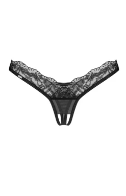 Obsessive Figi, Stringi, Panty|Figi Koronkowe - czarne stringi z otwartym krokiem Arrowel