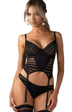 Obsessive czarny gorset i stringi Lune Bellis
