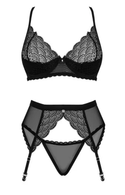 Obsessive Koszulki|Bielizna Plus Size - komplet bielizny damskiej z pasem 3-częściowy Chemeris