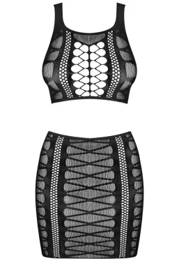 Obsessive czarny komplet top i spódnica K102