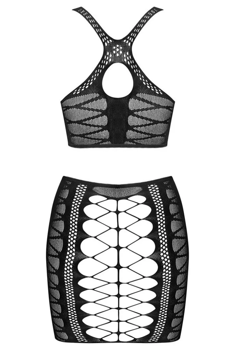 Obsessive czarny komplet top i spódnica K102