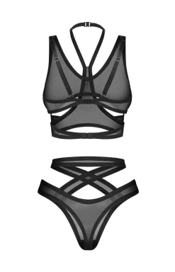 Obsessive czarny top i stringi z wycięciami Mercuris