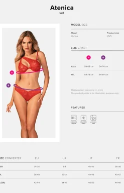 Obsessive 2-częściowy koronkowy komplet bielizny czerwony Atenica