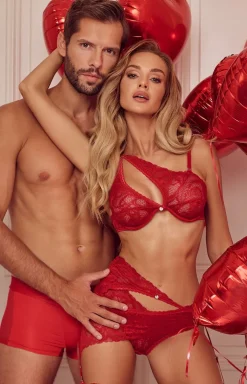 Obsessive 2-częściowy koronkowy komplet bielizny czerwony Atenica