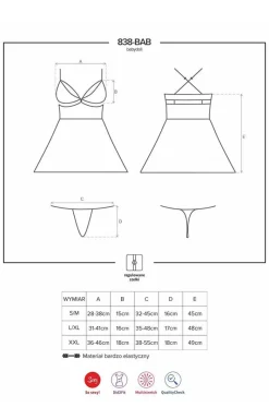 Damskie Obsessive Koszulki|Seksowna Koszula Nocna - czerwona koszulka babydoll i stringi 838-BAB-3