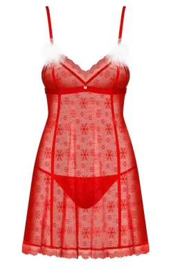 Damskie Obsessive Koszula Nocna Na Ramiączkach|Kostiumy I Przebrania - czerwona świąteczna koszulka babydoll Claussica