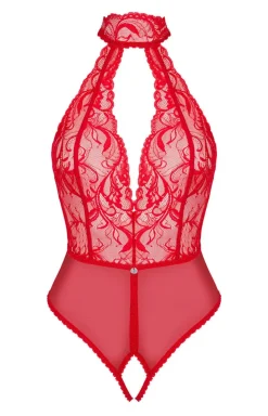 Obsessive Body|Body - czerwone koronkowe body damskie z otwartym krokiem Dagmarie