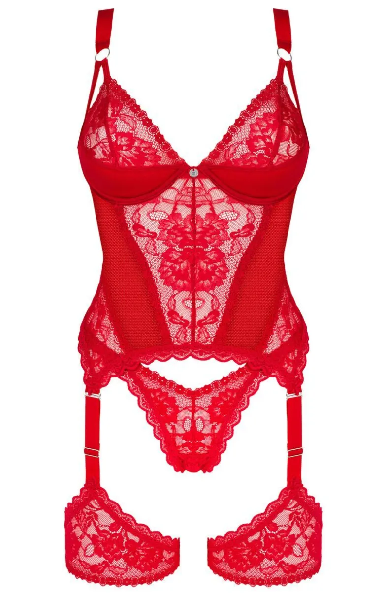 Obsessive czerwony gorset i stringi Belovya