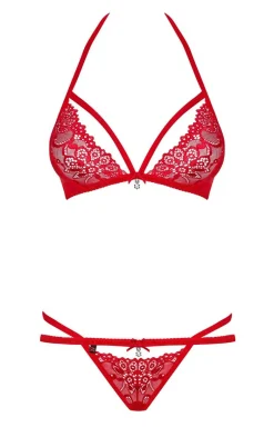 Obsessive czerwony komplet koronkowej bielizny damskiej 838-SET-3