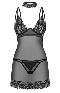 Obsessive damska koszulka nocna, stringi i choker Donarella