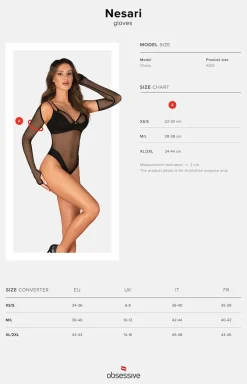 Obsessive Kostiumy I Przebrania - długie czarne rękawiczki Nesari