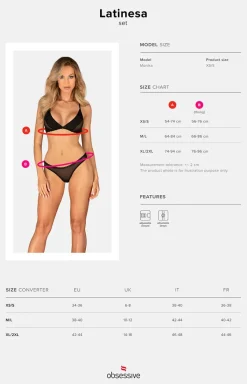 Obsessive Koszulki|Biustonosz Duże Rozmiary - komplet biustonosz miękki soft i stringi Latinesa