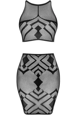 Obsessive Bodystocking|Koszulki - komplet damski top i spódnica K101