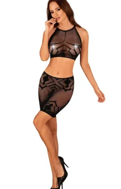Obsessive Bodystocking|Koszulki - komplet damski top i spódnica K101