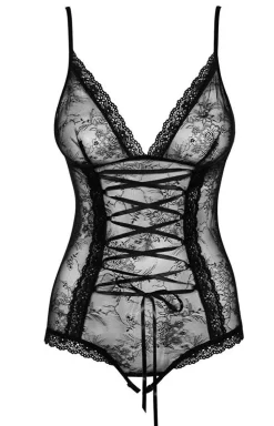 Obsessive koronkowe body damskie z otwartym krokiem Slevika teddy
