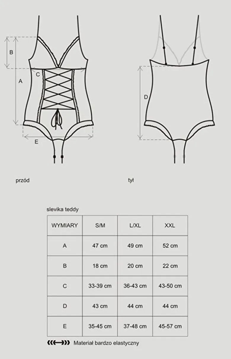Obsessive koronkowe body damskie z otwartym krokiem Slevika teddy