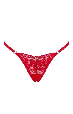 Obsessive Lacelove koronkowe stringi w kolorze czerwonym