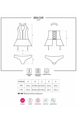 Obsessive lateksowy gorset damski i figi 859-COR-1
