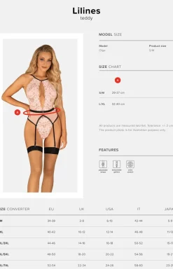 Obsessive Body|Body - Lilines koronkowe string-body z paskami do pończoch