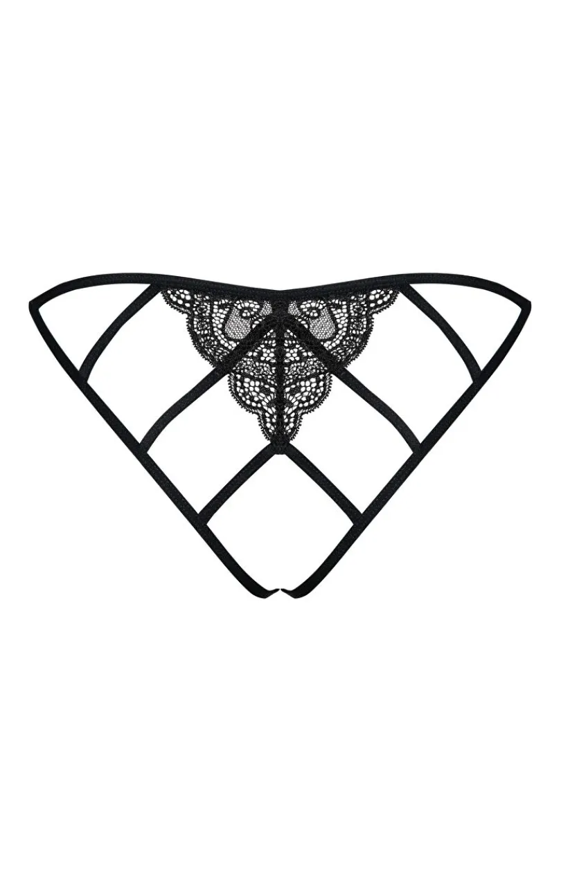 Damskie Obsessive Figi, Stringi, Panty|Figi Damskie - Miamor czarne figi otwarte