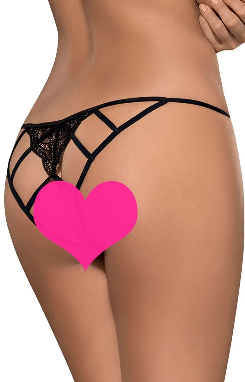 Damskie Obsessive Figi, Stringi, Panty|Figi Damskie - Miamor czarne figi otwarte