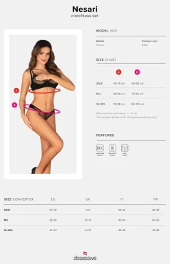 Obsessive otwarty komplet bielizny czarny Nesari